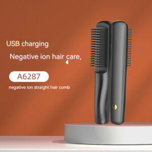 Cepillo alisador inalámbrico con carga USB y tecnología iónica – ideal para alisar o rizar el cabello