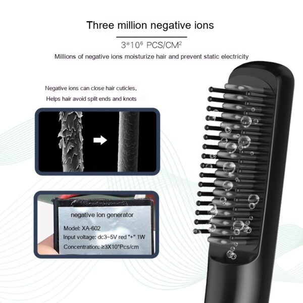Cepillo alisador inalámbrico con carga USB y tecnología iónica – ideal para alisar o rizar el cabello - Imagen 2