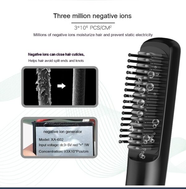 Cepillo alisador inalámbrico con carga USB y tecnología iónica – ideal para alisar o rizar el cabello - Imagen 7